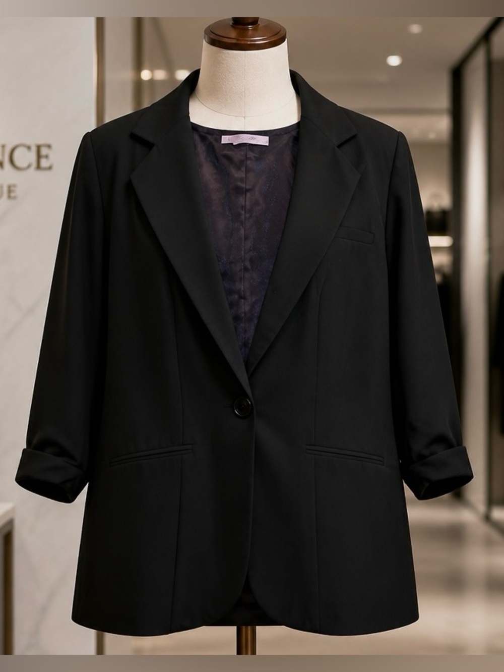 Maurice’s Size 0 Single Button Black Polyester Rayon Spandex Suit Jacket